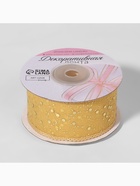 Лента декоративная, с глиттером, 38 мм, 9 ± 0,5 м, цвет золотой - Фото 3