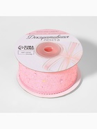 Лента декоративная, с глиттером, 38 мм, 9±0.5 м, розовая - Фото 3