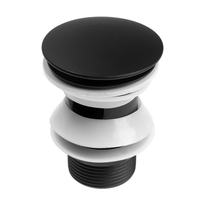 Донный клапан ZEIN, 1 1/4", большая кнопка, с переливом, для раковины, черный