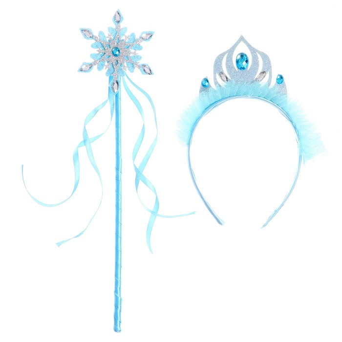 Карнавальный набор «Зимняя принцесса», 2 предмета: ободок, жезл - Фото 1