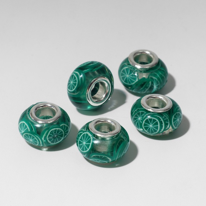 Шарм бусина «Конфетти» лайм, зелёная