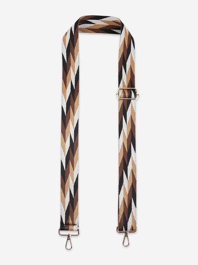 Ручка для сумки «Орнамент косичка», стропа, с карабинами, 139±3×3.8 см, бежевая, белая, чёрная