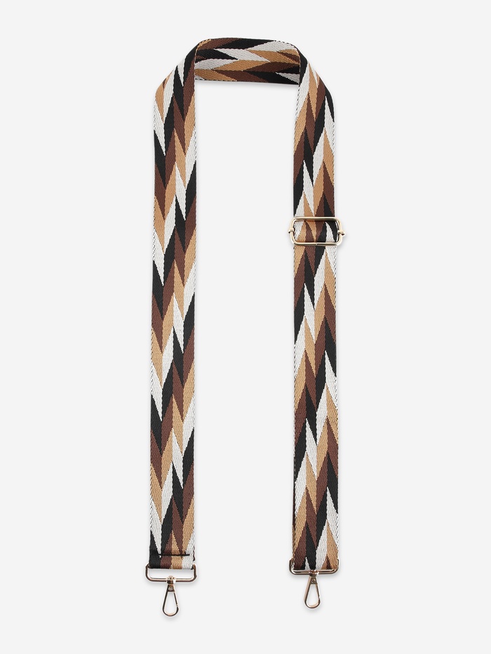 Ручка для сумки «Орнамент косичка», стропа, с карабинами, 139±3×3.8 см, бежевая, белая, чёрная - Фото 1
