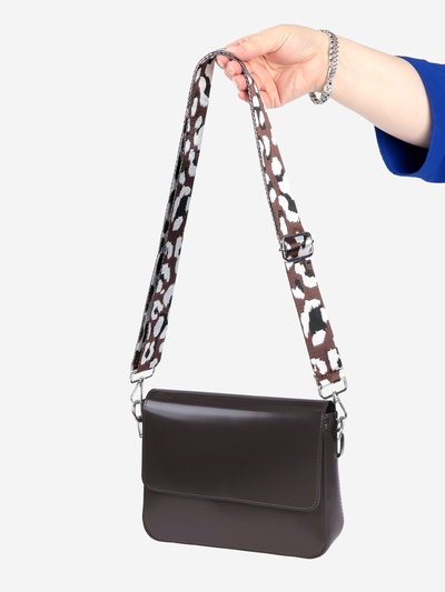 Ручка для сумки «Леопард», стропа, с карабинами, 139±3×3.8 см, молочная, коричневая