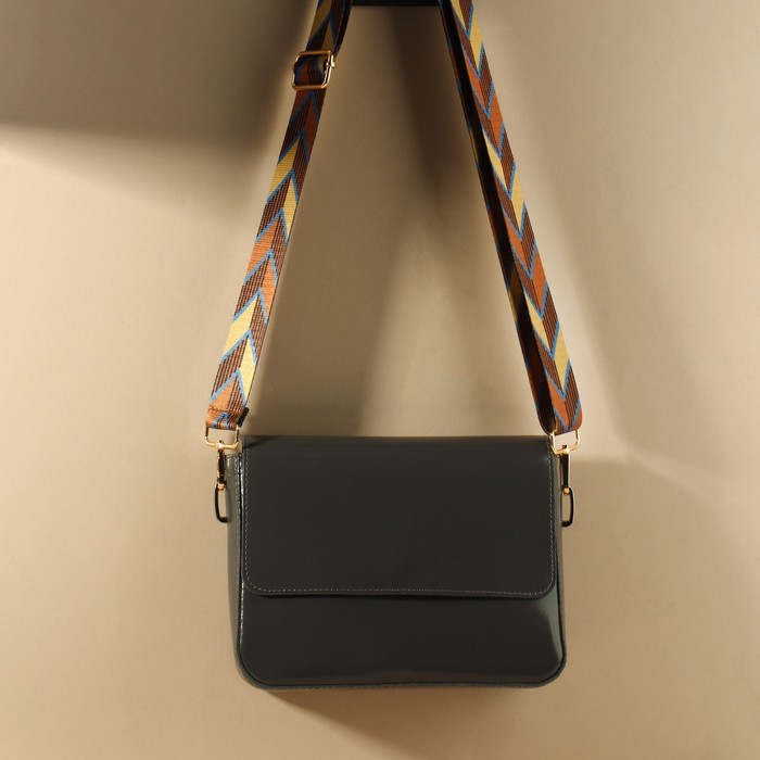 Ручка для сумки «Орнамент стрелки», стропа, с карабинами, 139 ± 3 × 3,8 см, цвет бежевый/коричневый