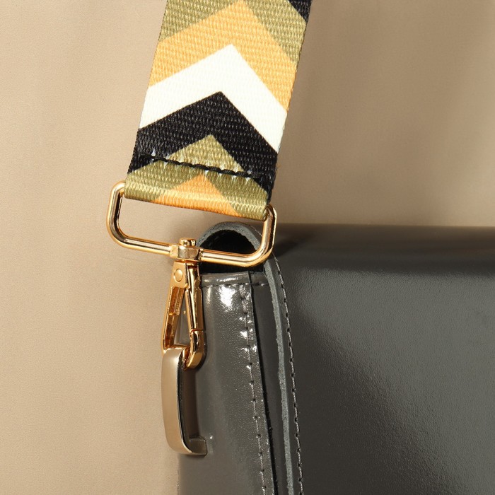 Ручка для сумки «Орнамент галки», стропа, с карабинами, 139 ± 3 × 3,8 см, цвет бежевый/белый/чёрный