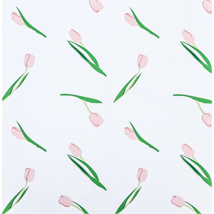 Пленка для цветов матовая, "Акварельные тюльпаны", 56х56см, розовые