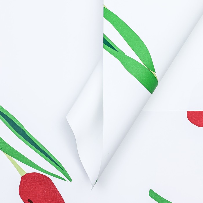 Пленка для цветов матовая, "Акварельные тюльпаны", 56х56см, бордовые - Фото 1