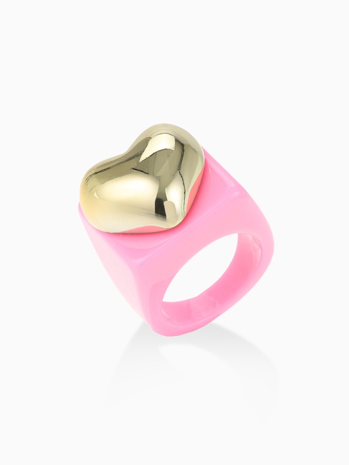 

Кольцо «Сердце» широкое, цвет персиковый, размер 18,5