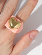 Кольцо пластиковое «Сердце», широкое, персиковое, размер 18.5 - Фото 2