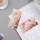 Конверт для денег "С наилучшими пожеланиями!" розовые цветы, 8х16,3 см - фото 8435349