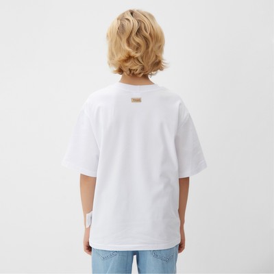 Футболка детская однотонная MINAKU: Basic line kids, белая, рост 116 см