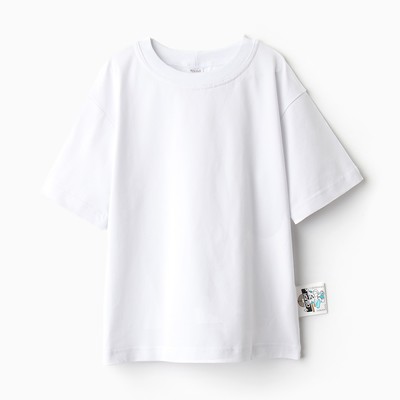 Футболка детская однотонная MINAKU: Basic line kids, белая, рост 116 см