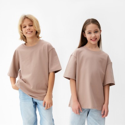 Футболка детская MINAKU:Basic line kids, бежевая, рост 146 см