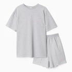 Комплект (футболка, шорты) женский MINAKU: SPORTY & STYLISH цвет светло-серый, р-р 46 - Фото 6