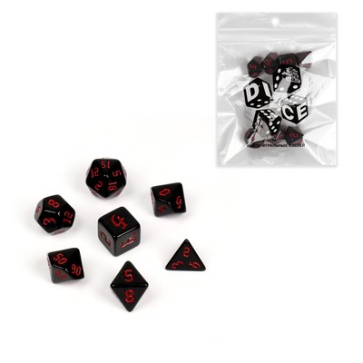 Набор кубиков для D&D (Dungeons and Dragons, ДнД) "Время игры", серия: D&D, 7 шт, красные