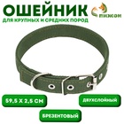 Ошейник брезентовый двухслойный, 59.5×2.5 см, хаки - Фото 1