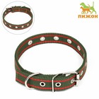 Ошейник брезентовый безразмерный двухслойный, 58×2.5 см, хаки/красный - Фото 1