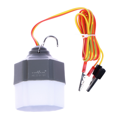 Фонарь кемпинговый, 10 Вт, SMD 2835, кабель 1-1.5 м, с зажимом от 12 В, d=6 см, серый