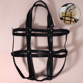 Портупея для сумки из искуственной кожи, 43 x 35 x 15 см, цвет чёрный/серебряный