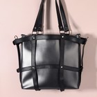 Портупея для сумки из искусственной кожи, 43 × 35 × 15 см, цвет чёрный/серебряный - фото 8515632