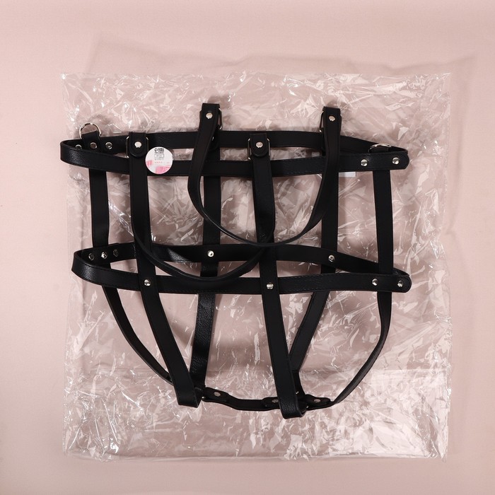 Портупея для сумки из искуственной кожи, 43 × 35 × 15 см, цвет чёрный/серебряный