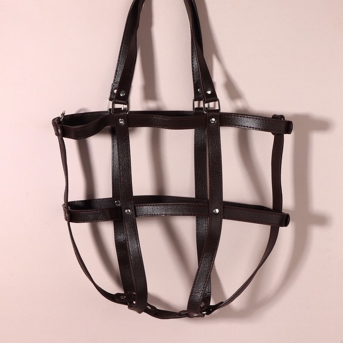 Портупея для сумки из искуственной кожи, 43 × 35 × 15 см, цвет коричневый/серебряный