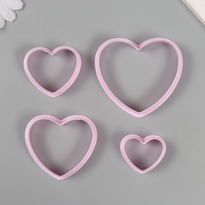 Каттеры для полимерной глины "Сердца" набор 4 шт 3,3х4 см 4,3х5 см 5,4х6,2 см 6,7х7,5 см - Фото 1