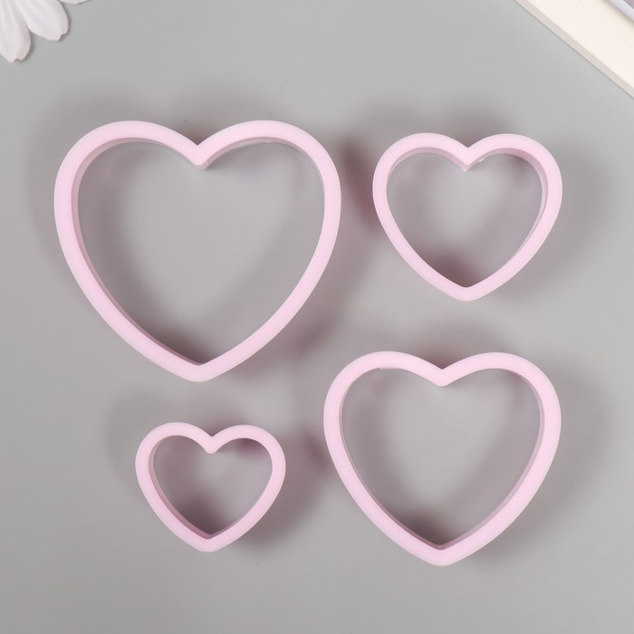 Каттеры для полимерной глины "Сердца" набор 4 шт 3,3х4 см 4,3х5 см 5,4х6,2 см 6,7х7,5 см