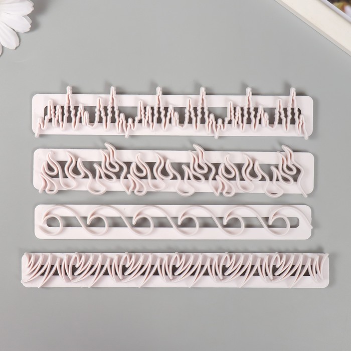 Каттеры для полимерной глины "Узоры" набор 4 шт 16,8х3,2 см 16,7х2,1 см 18,4х2,2 см - Фото 1