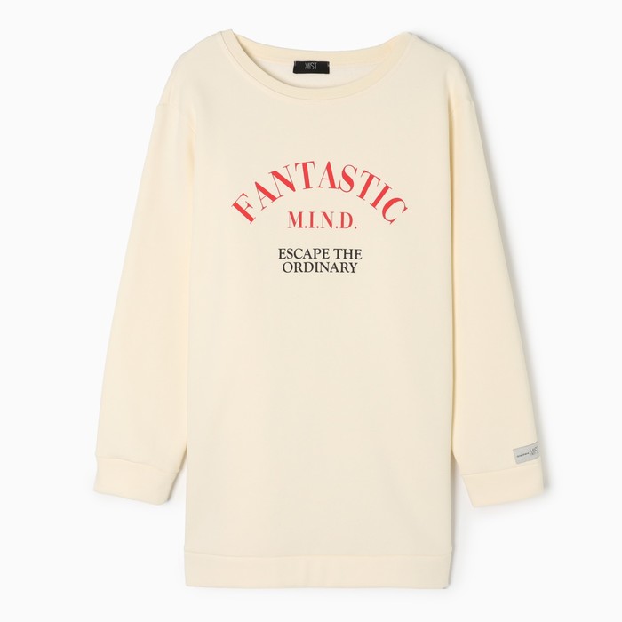 Свитшот удлиненный женский с начёсом MIST Cozy style, молочный, размер 60 - Фото 1
