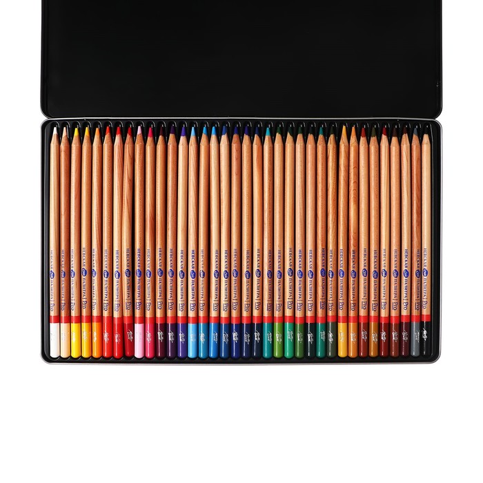 Карандаши цветные набор 36 цветов, ЗХК "Мастер-Класс", профессиональные, в металлическом пенале