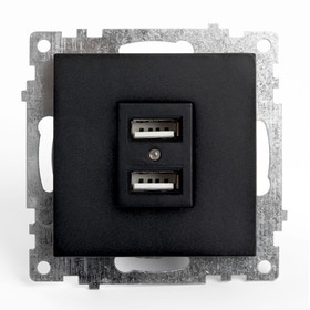 Розетка 2-местная USB (механизм), 250В, 2,1А, серия Катрин, GLS10-7115-05, черный