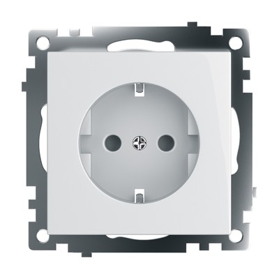 Розетка STEKKER, серия Катрин, 16 А, скрытая, одноместная, с заземлением, белая, GLS16-7110-01