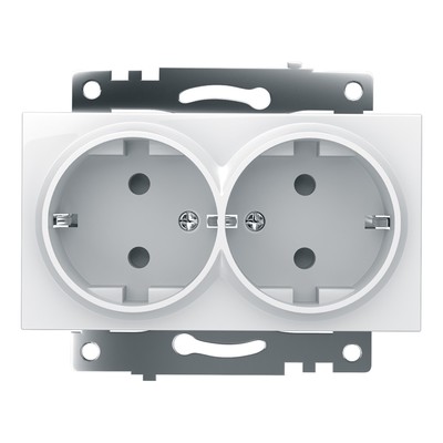 Розетка двухместная с защитной шторкой, с заземлением, 250 В,16 А, серия Катрин, GLS16-7114-0