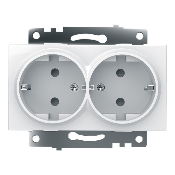 Розетка двухместная с защитной шторкой, с заземлением, 250 В,16 А, серия Катрин, GLS16-7114-0 - Фото 1
