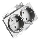 Розетка 2-местная с защитной шторкой с/з, 250В, 16А, серия Катрин, GLS16-7114-03, серебро - фото 23405555