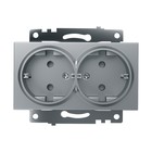 Розетка 2-местная с защитной шторкой с/з, 250В, 16А, серия Катрин, GLS16-7114-03, серебро - фото 23405559