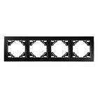 Рамка четырехместная горизонтальная, серия Эрна, PFR00-9004-03, черный - Фото 1