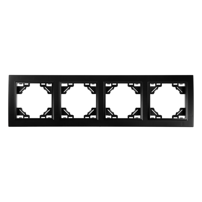 Рамка четырехместная горизонтальная, серия Эрна, PFR00-9004-03, черный - Фото 1