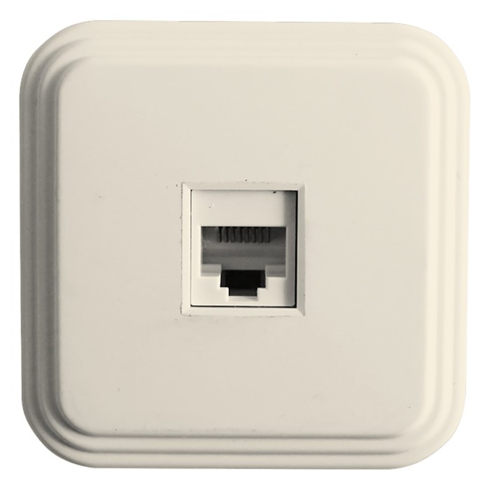 Розетка компьютерная, одноместная, RJ45, слоновая кость, PST00-21-20 (РК8-01-БЖ) - Фото 1