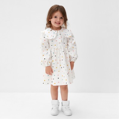 Платье для девочки KAFTAN с воротником, белое, рост 110-116 см