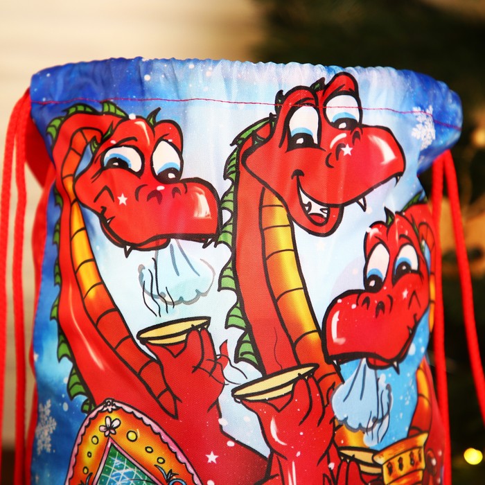 Мешок-рюкзак новогодний на шнурке, цвет красный/разноцветный