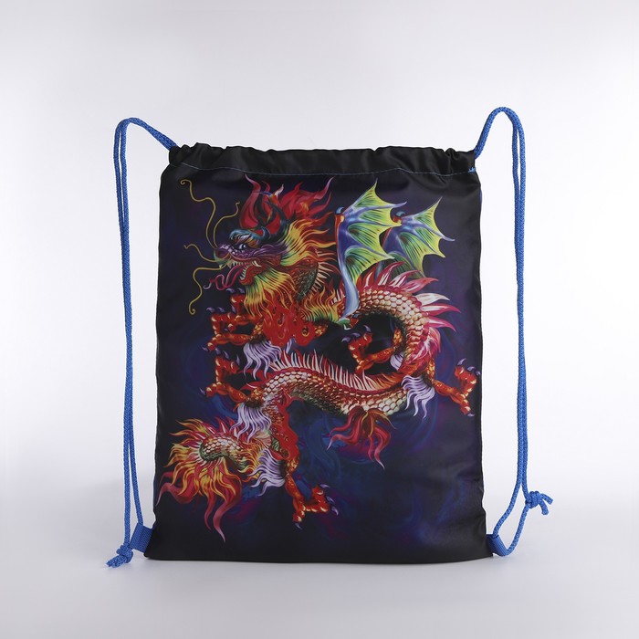 Мешок-рюкзак новогодний на шнурке, цвет синий/разноцветный