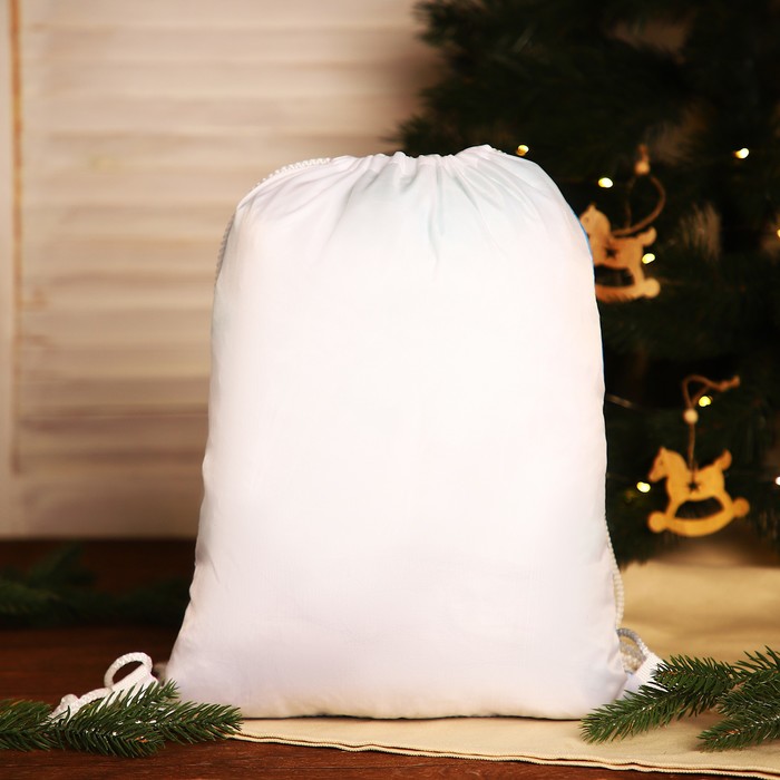Мешок-рюкзак новогодний на шнурке, цвет белый/разноцветный