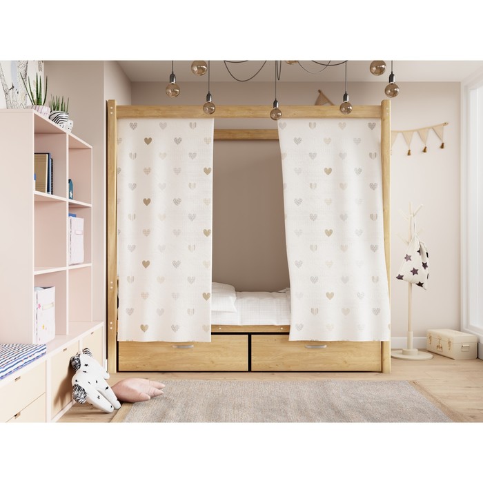 Односпальная кровать «Лео» с каркасом под балдахин, 70×160 см, массив сосны, без покрытия - фото 1928422047