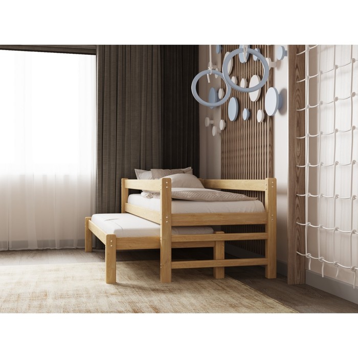 Кровать «Виго» с выдвижным спальным местом 2 в 1, 70 × 190 см, массив сосны, без покрытия - фото 1909432608