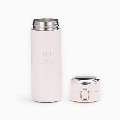 Термокружка, 420 мл, Life is beauty, сохраняет тепло 8 ч, термометр