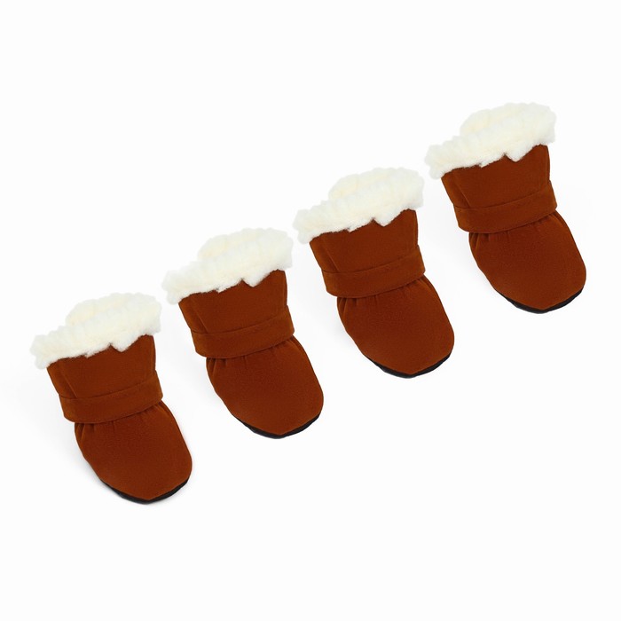 Ботинки для животных «На прогулку», набор 4 шт., размер 1, коричневые - Фото 1