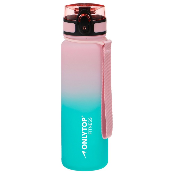Бутылка спортивная для воды ONLYTOP Fitness Gradien, 500 мл, цвет розово-бирюзовый